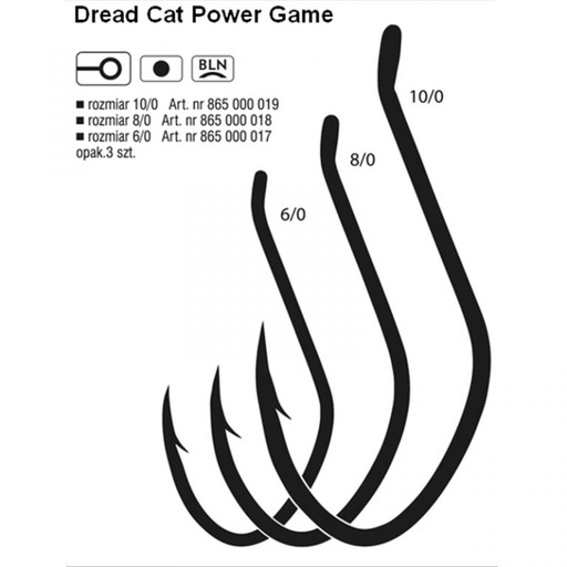 [865000019] CAT FISH HOOK POWER GAME 10/0 BLNR BAG 3 PCS DREAD